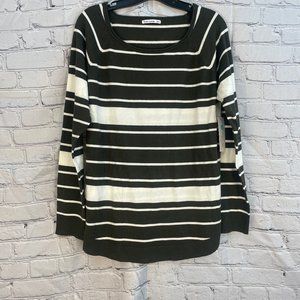 Pink Clover Valencia Curved Hem Sweater Green Stripe, Stitch Fix Exclusive.